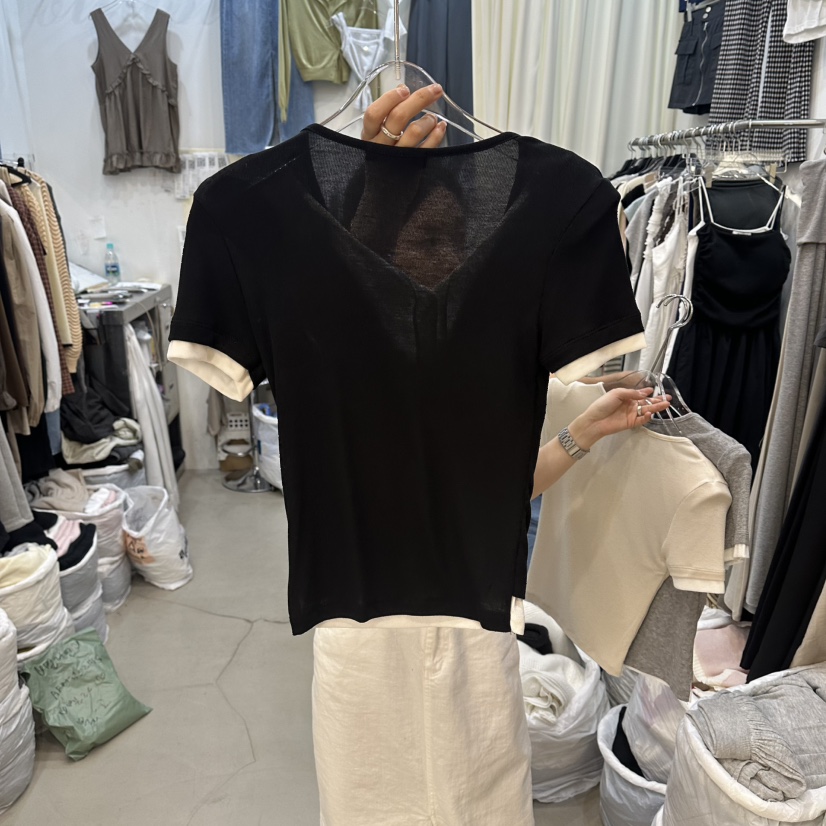 BILLION-L韓國代購女士新款時尚26夏季休閑T恤假兩件疊穿BILLION-LT恤