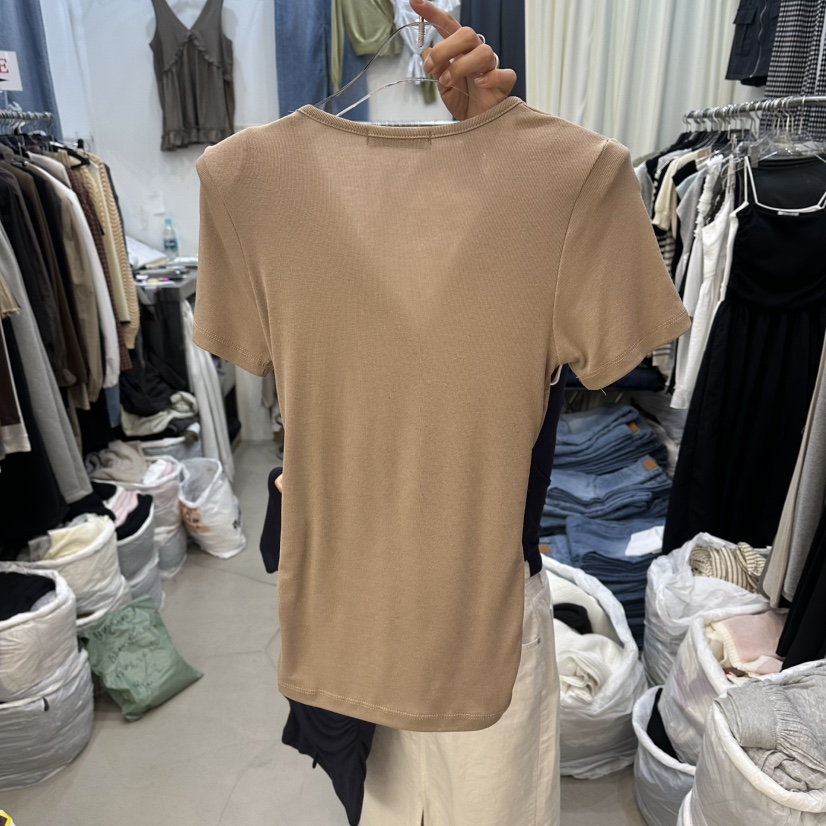 BILLION-L韓國直郵女裝新款26春夏26夏季T恤假兩件褶皺紐扣BILLION-LT恤