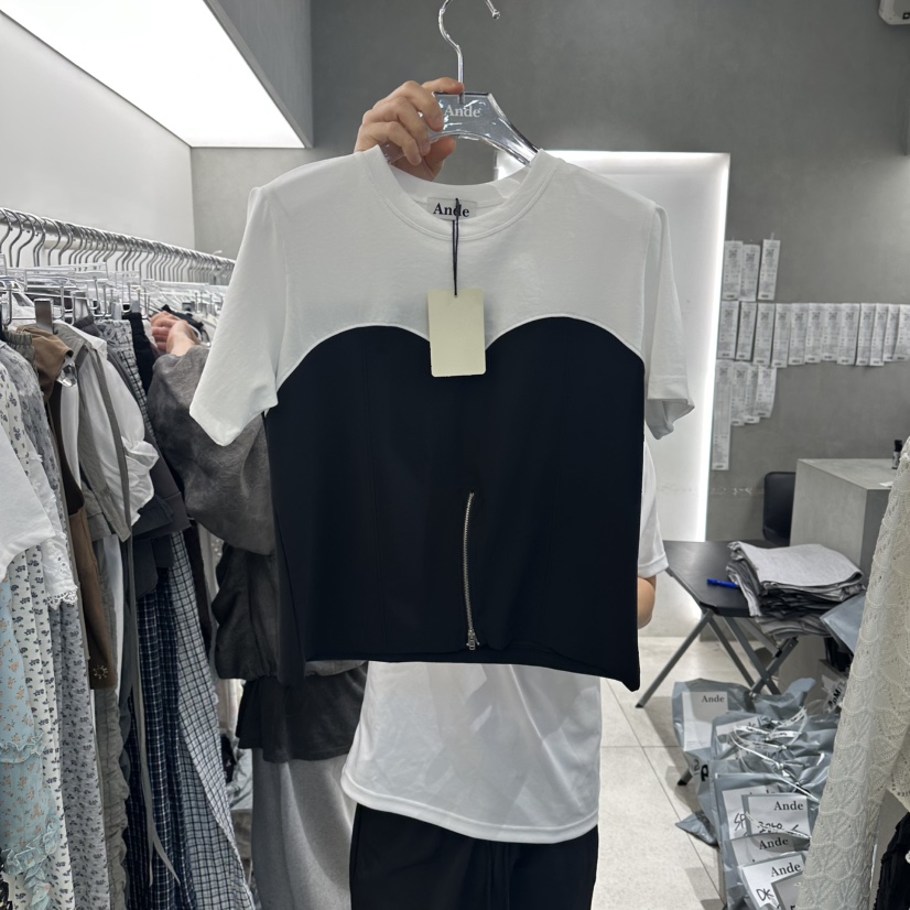 ANDE東大門實拍韓國女裝新品休閑26夏季職業人氣時尚T恤拉鏈AndeT恤圖色1