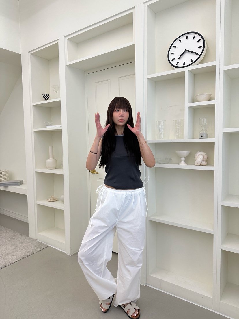 LUMIPLE韓國東大門直郵女裝新品職業熱賣26夏季休閑褲腰帶LUMIPLE休閑褲