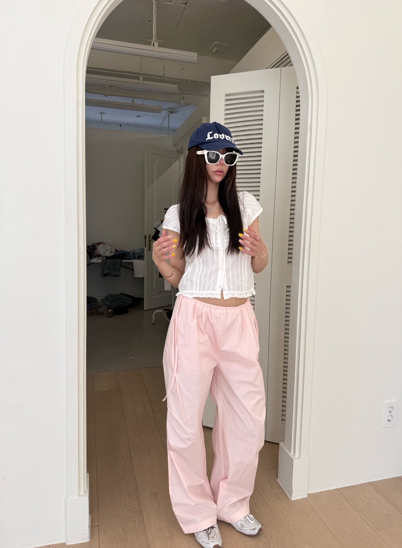 LUMIPLE韓國東大門直郵女裝新品職業熱賣26夏季休閑褲腰帶LUMIPLE休閑褲