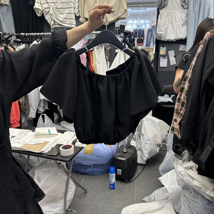 A-DEL東大門實拍韓國女裝新款26夏季26春夏襯衫蕾絲衫褶裥A-DEL襯衫/蕾絲衫