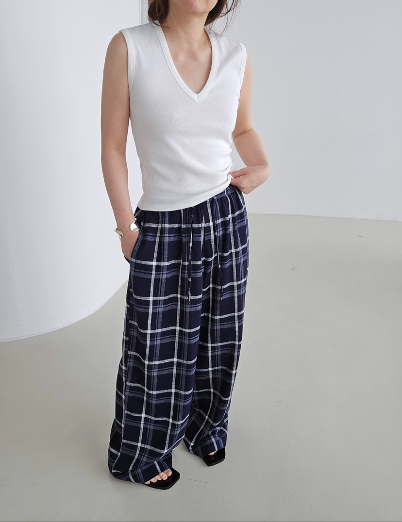 J SHOP韓國直郵實拍女裝新款26春夏26夏季人氣休閑褲格子J_SHOP休閑褲