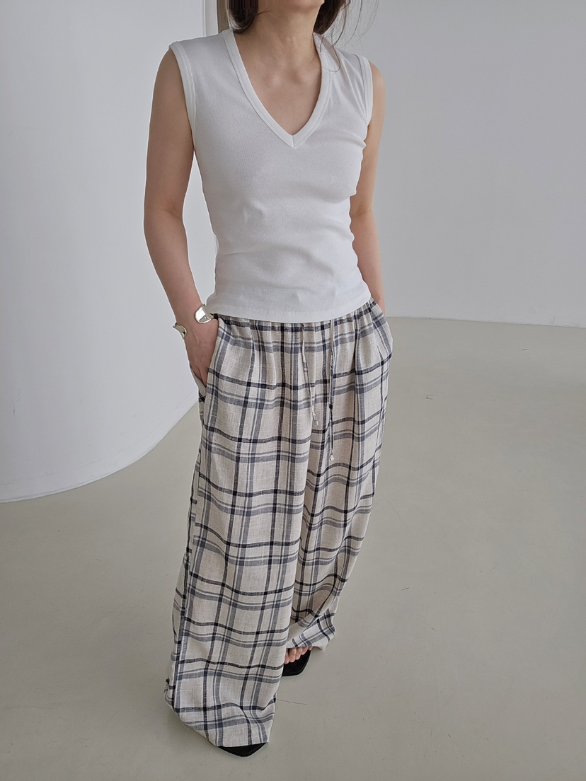 J SHOP韓國直郵實拍女裝新款26春夏26夏季人氣休閑褲格子J_SHOP休閑褲