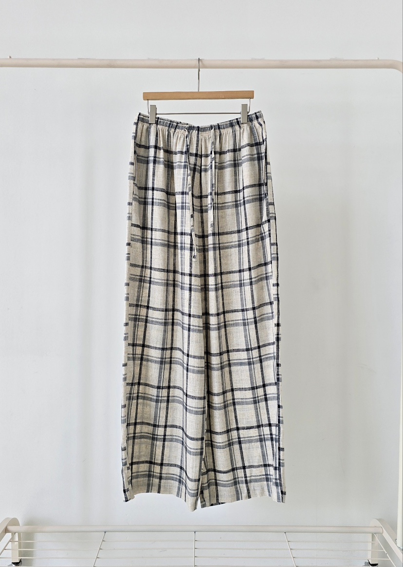 J SHOP韓國直郵實拍女裝新款26春夏26夏季人氣休閑褲格子J_SHOP休閑褲圖色1