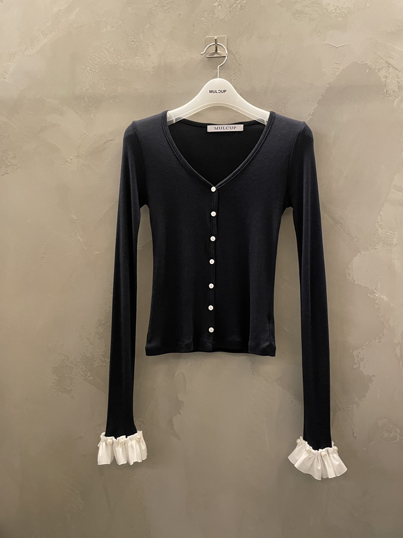 MULCUP韓國直郵女裝新品職業休閑26夏季推薦人氣長袖T恤開衫MULCUP長袖T恤圖色2墨色