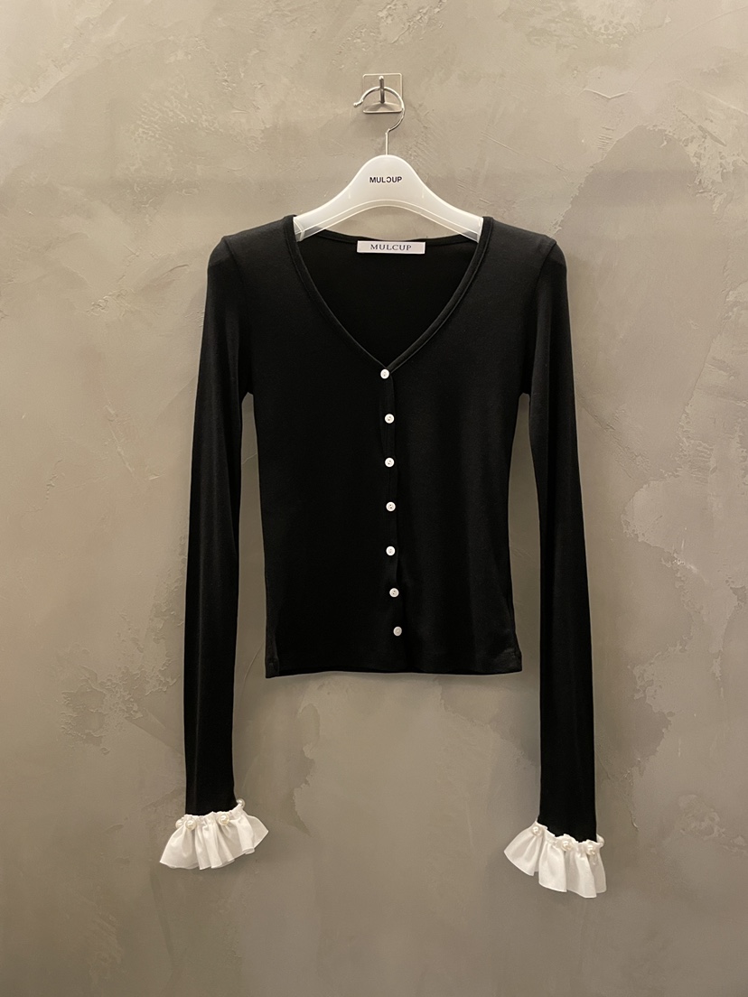 MULCUP韓國直郵女裝新品職業休閑26夏季推薦人氣長袖T恤開衫MULCUP長袖T恤圖色3黑色