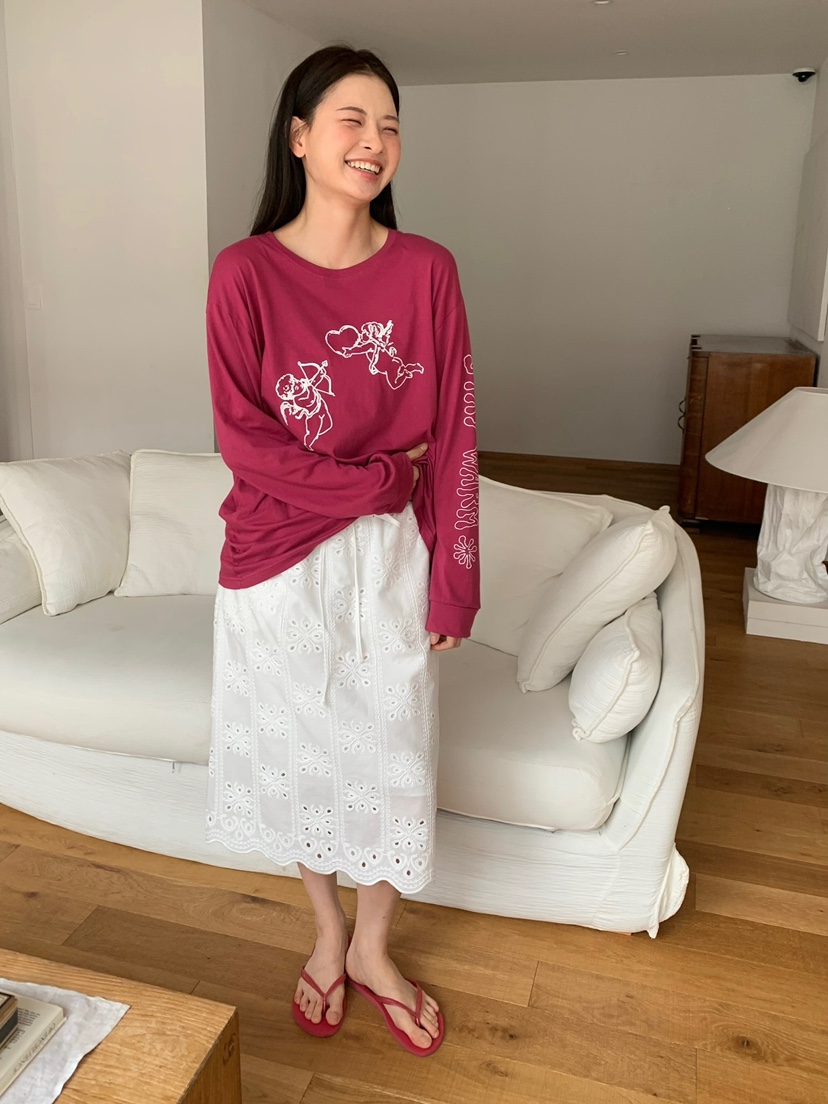 LOVE MY SANTA韓國東大門直郵女士新款26夏季半身裙中短裙刺繡Santa/LOVE MY SANTA半身裙/中短裙