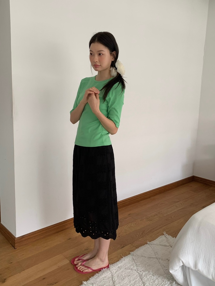 LOVE MY SANTA韓國東大門直郵女士新款26夏季半身裙中短裙刺繡Santa/LOVE MY SANTA半身裙/中短裙