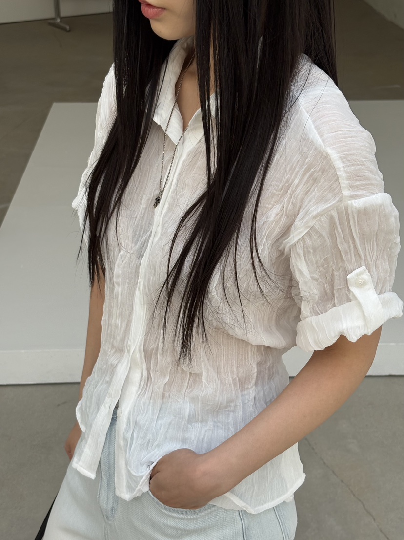 Verbena東大門實拍韓國女士新品26夏季26春夏休閑襯衫蕾絲衫Verbena襯衫/蕾絲衫