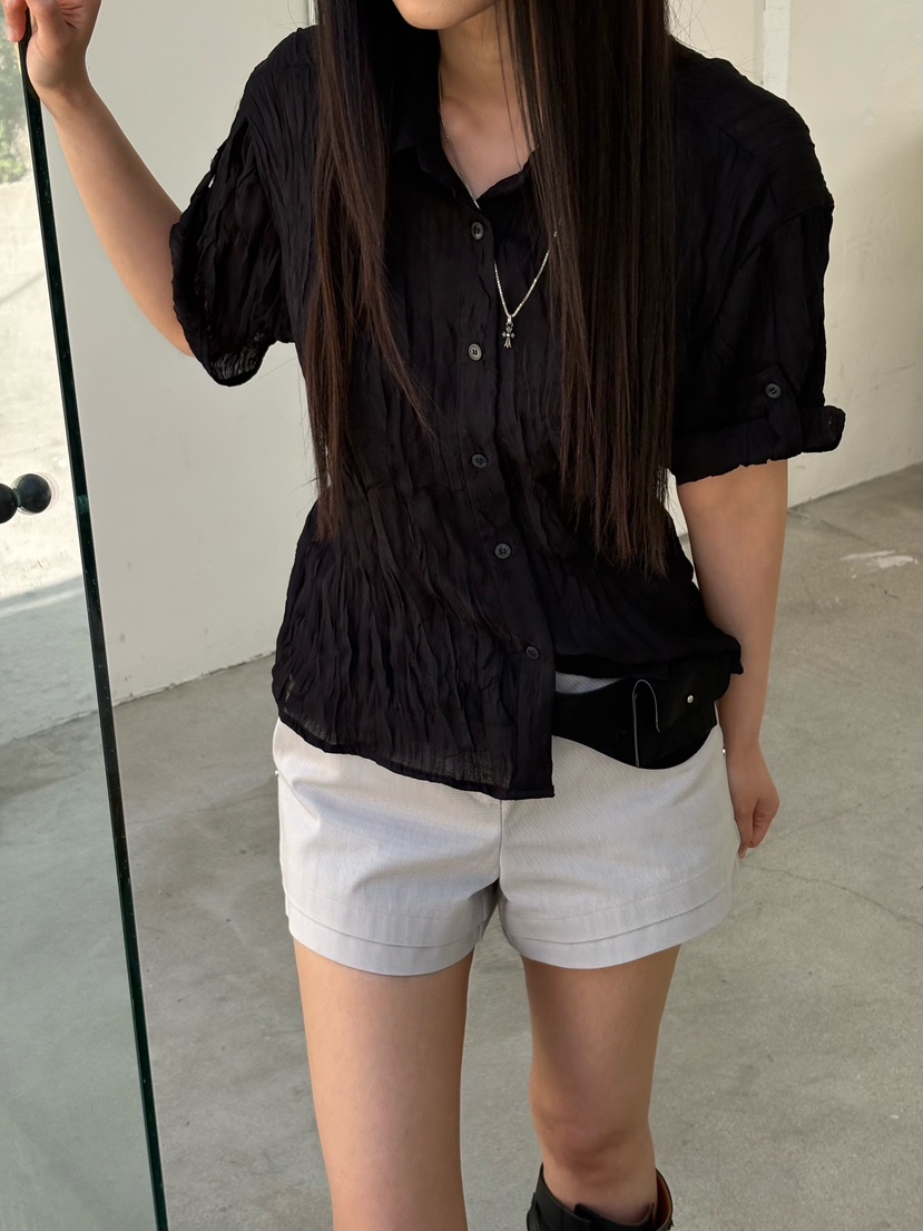 Verbena東大門實拍韓國女士新品26夏季26春夏休閑襯衫蕾絲衫Verbena襯衫/蕾絲衫