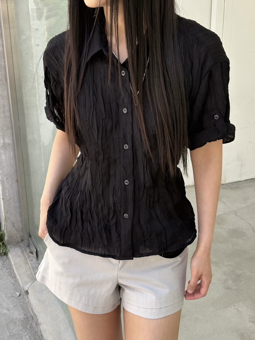 Verbena東大門實拍韓國女士新品26夏季26春夏休閑襯衫蕾絲衫Verbena襯衫/蕾絲衫