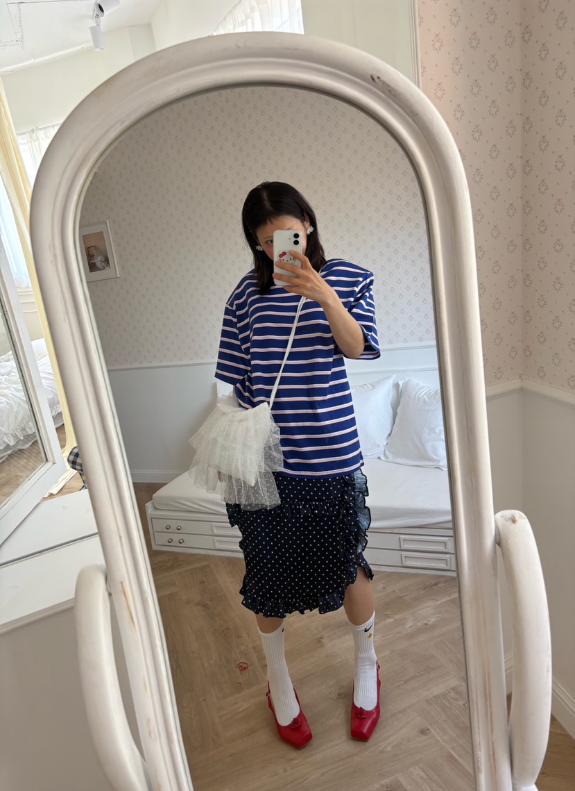 PLATFORM-L韓國東大門代購女裝新品26夏季推薦熱賣T恤海軍PLATFORMT恤