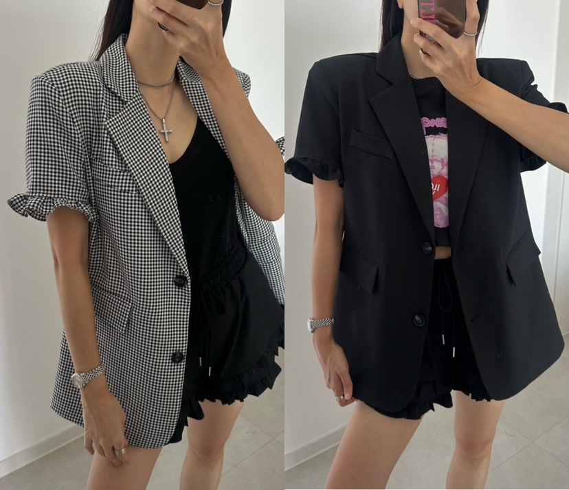 SOUIT韓國代購女士新款26春夏人氣熱賣休閑真品夾克荷葉邊SOUIT by mabel-L夾克