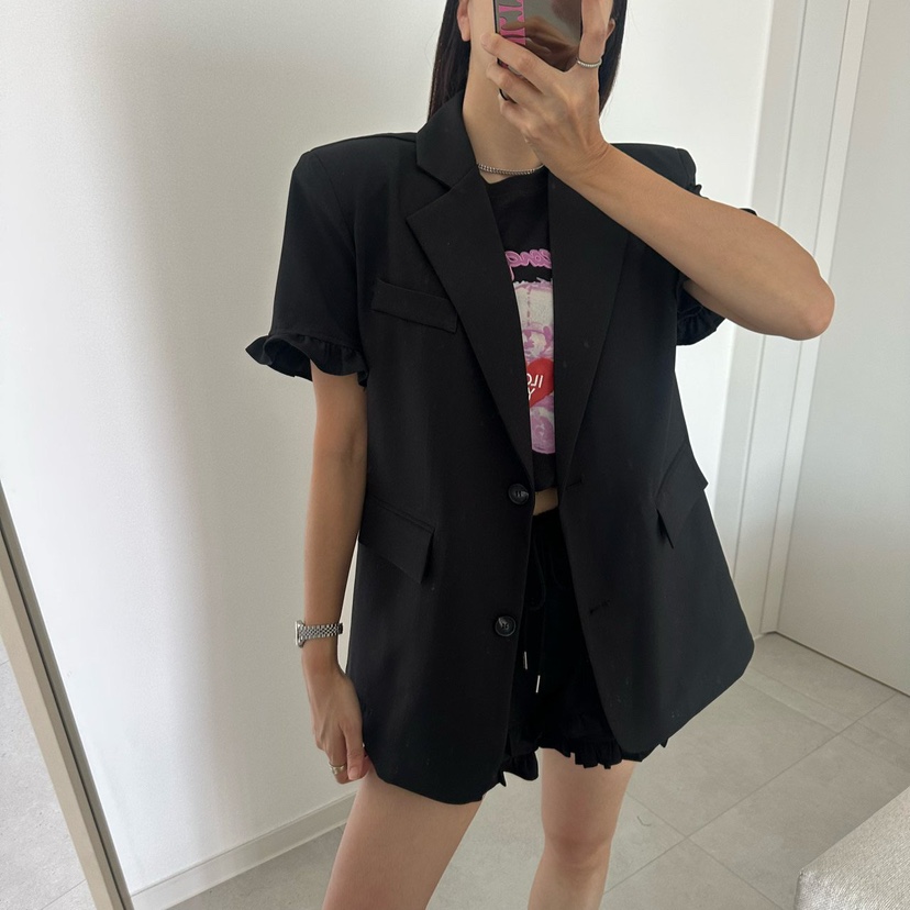 SOUIT韓國代購女士新款26春夏人氣熱賣休閑真品夾克荷葉邊SOUIT by mabel-L夾克