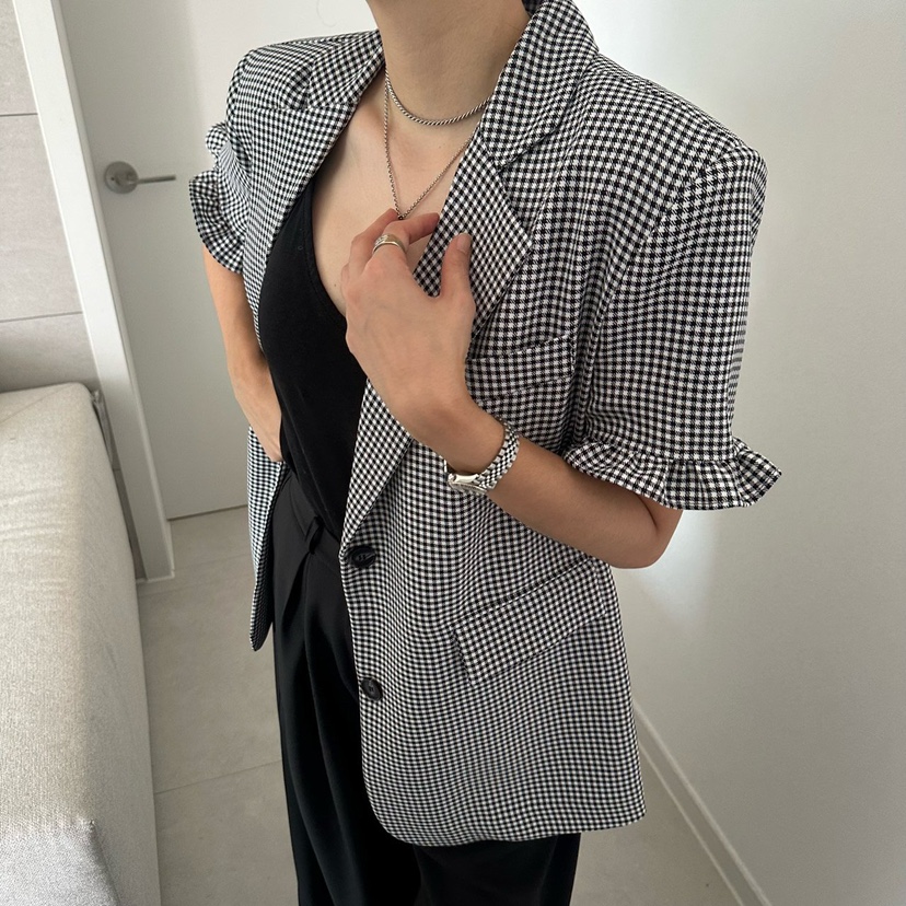 SOUIT韓國代購女士新款26春夏人氣熱賣休閑真品夾克荷葉邊SOUIT by mabel-L夾克