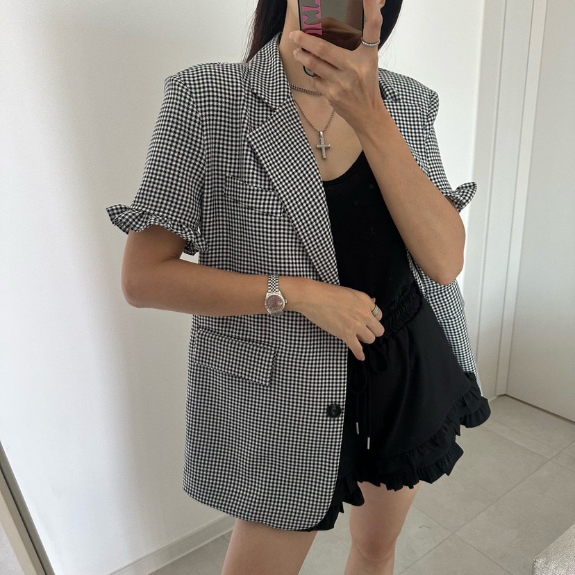 SOUIT韓國代購女士新款26春夏人氣熱賣休閑真品夾克荷葉邊SOUIT by mabel-L夾克