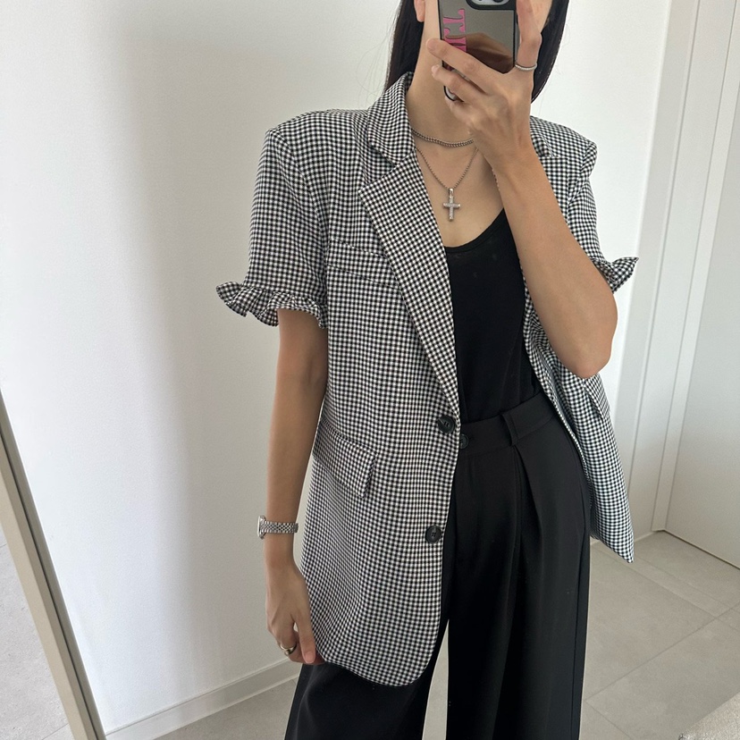 SOUIT韓國代購女士新款26春夏人氣熱賣休閑真品夾克荷葉邊SOUIT by mabel-L夾克