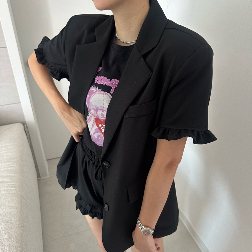 SOUIT韓國代購女士新款26春夏人氣熱賣休閑真品夾克荷葉邊SOUIT by mabel-L夾克