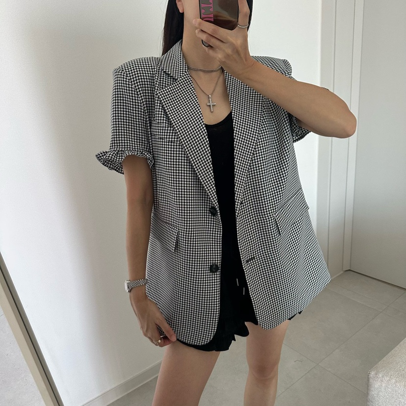 SOUIT韓國代購女士新款26春夏人氣熱賣休閑真品夾克荷葉邊SOUIT by mabel-L夾克