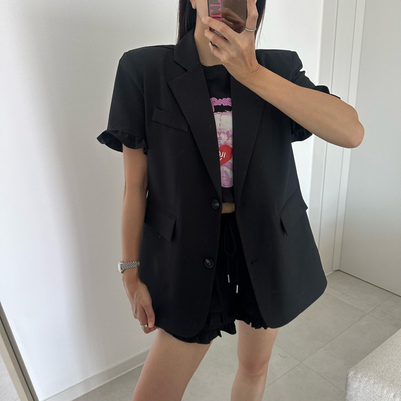 SOUIT韓國代購女士新款26春夏人氣熱賣休閑真品夾克荷葉邊SOUIT by mabel-L夾克圖色1