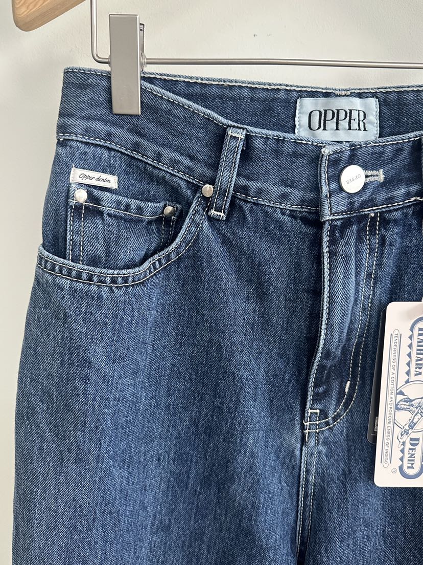 OP PER韓國代購女裝新品休閑熱賣26春夏時尚推薦職業牛仔褲OPPER-simplebeige牛仔褲