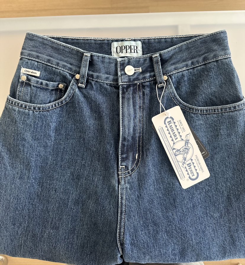 OP PER韓國代購女裝新品休閑熱賣26春夏時尚推薦職業牛仔褲OPPER-simplebeige牛仔褲