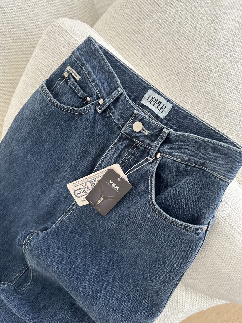 OP PER韓國代購女裝新品休閑熱賣26春夏時尚推薦職業牛仔褲OPPER-simplebeige牛仔褲