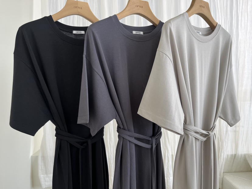 OP PER東大門直郵女士新品職業人氣26春夏時尚連衣裙含腰繩OPPER-simplebeige連衣裙