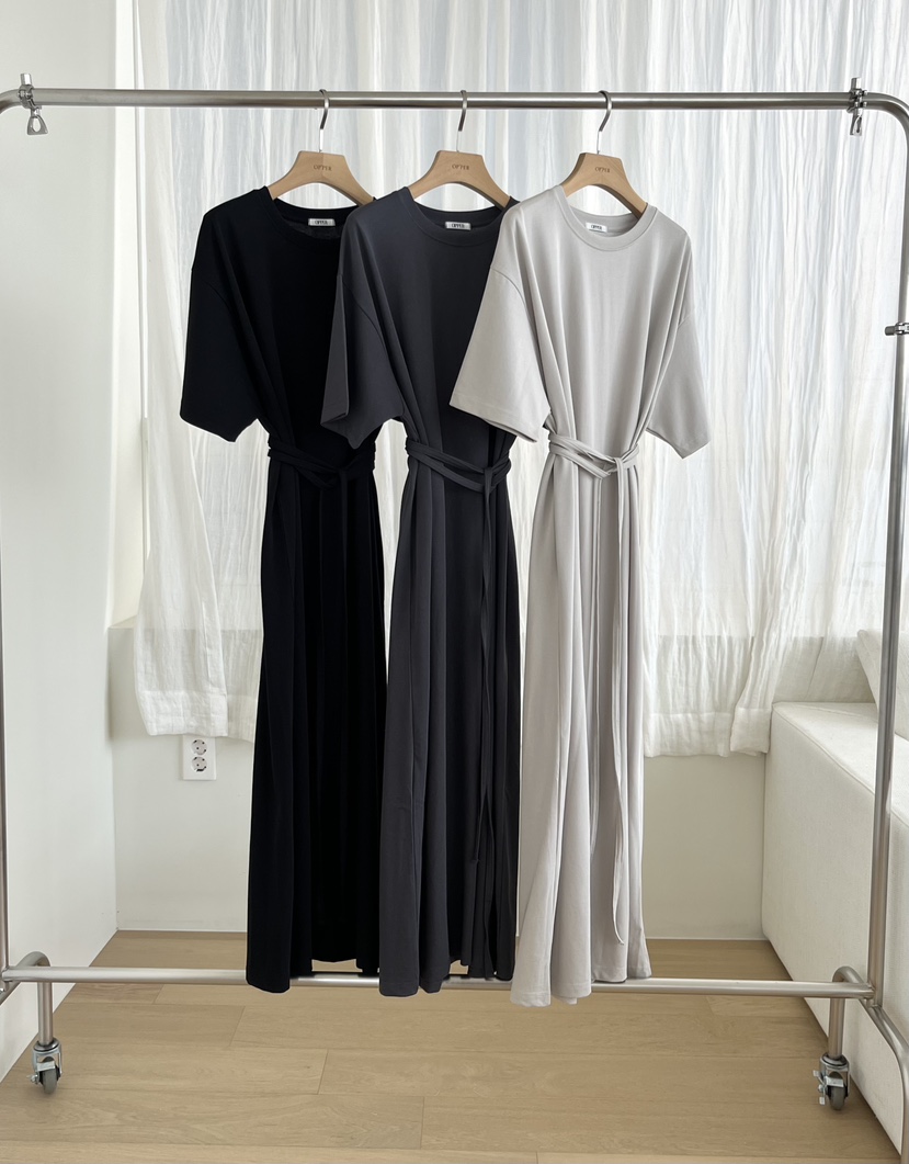 OP PER東大門直郵女士新品職業人氣26春夏時尚連衣裙含腰繩OPPER-simplebeige連衣裙