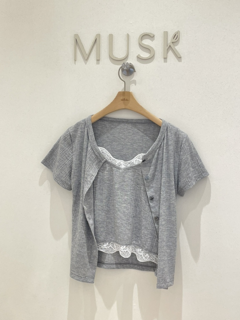 MUSK韓國代購女裝新款職業推薦26春夏T恤羊毛衫假兩件開襟MUSKT恤圖色3