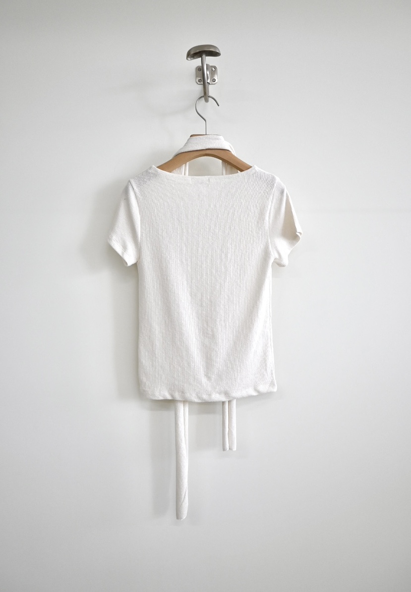 OP PER韓國直郵女裝新品推薦休閑真品26春夏T恤含脖帶圍巾OPPER-simplebeigeT恤