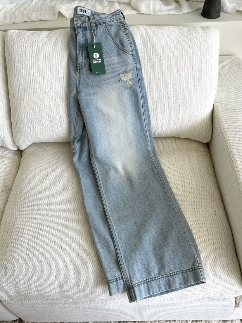 OP PER韓國直郵女士新品人氣26春夏職業熱賣真品休閑牛仔褲OPPER-simplebeige牛仔褲