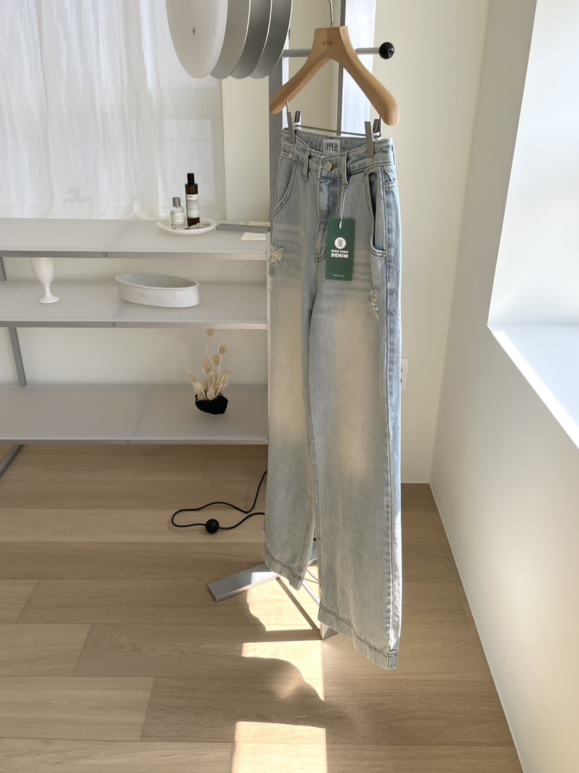 OP PER韓國直郵女士新品人氣26春夏職業熱賣真品休閑牛仔褲OPPER-simplebeige牛仔褲