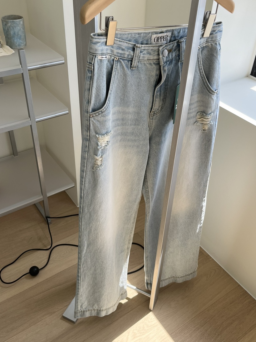 OP PER韓國直郵女士新品人氣26春夏職業熱賣真品休閑牛仔褲OPPER-simplebeige牛仔褲