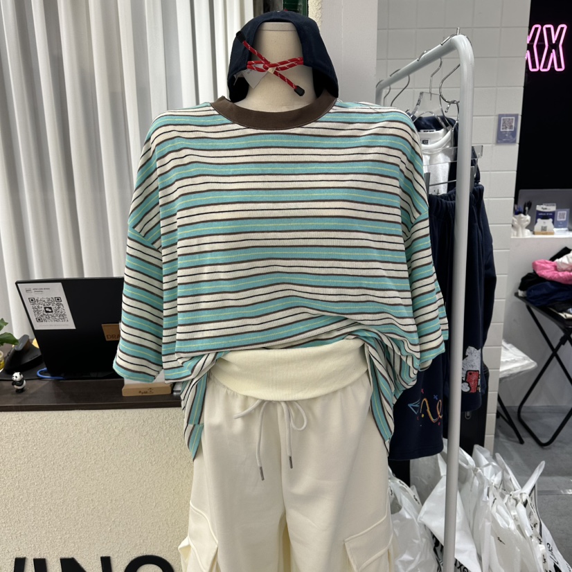 DRAWING東大門實拍女士新品時尚真品26春夏推薦人氣T恤條紋DRAWINGT恤圖色2