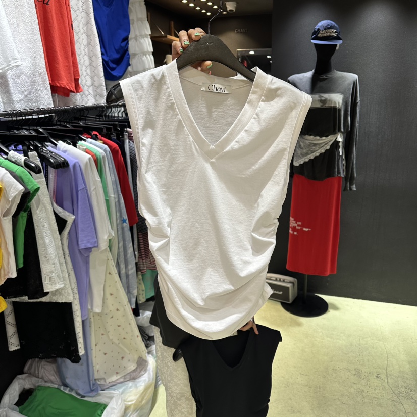 CHAVI東大門直郵女士新款推薦人氣真品熱賣休閑吊帶背心V領CHAVI吊帶/背心圖色1