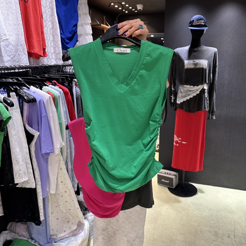 CHAVI東大門直郵女士新款推薦人氣真品熱賣休閑吊帶背心V領CHAVI吊帶/背心圖色2