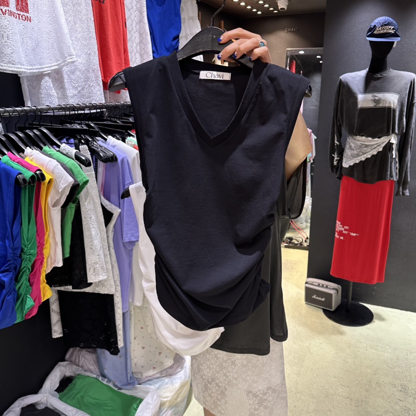 CHAVI東大門直郵女士新款推薦人氣真品熱賣休閑吊帶背心V領CHAVI吊帶/背心圖色5