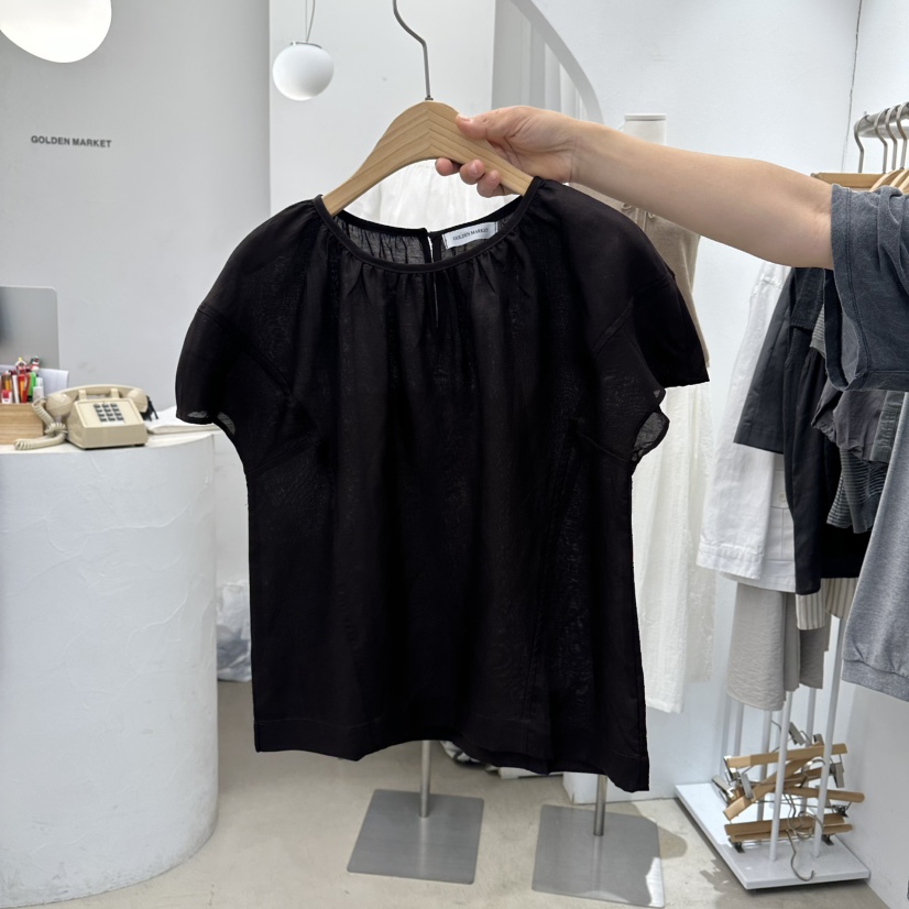 GOLDEN MARKET東大門代購女士新款推薦襯衫蕾絲衫亞麻布GOLDEN MARKET襯衫/蕾絲衫圖色2深棕色