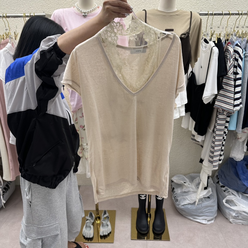 DRAWING韓國直郵女士新品推薦真品熱賣襯衫蕾絲衫套裝蕾絲DRAWING襯衫/蕾絲衫圖色2