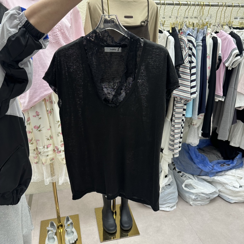 DRAWING韓國直郵女士新品推薦真品熱賣襯衫蕾絲衫套裝蕾絲DRAWING襯衫/蕾絲衫圖色3