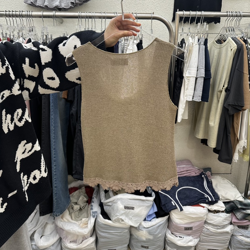 MAGOT東大門實拍女士新品職業休閑人氣推薦吊帶背心紐扣羅紋IIIΛGOT/MAGOT吊帶/背心