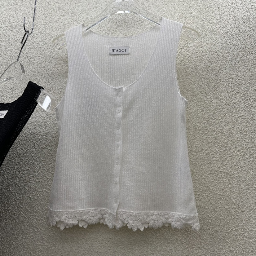 MAGOT東大門實拍女士新品職業休閑人氣推薦吊帶背心紐扣羅紋IIIΛGOT/MAGOT吊帶/背心圖色1
