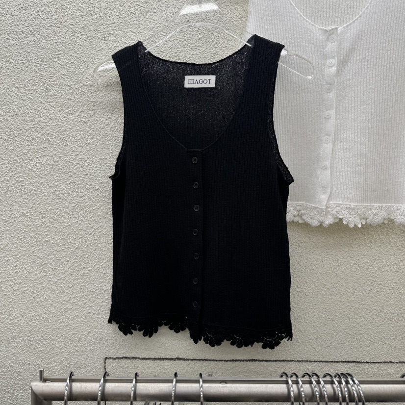 MAGOT東大門實拍女士新品職業休閑人氣推薦吊帶背心紐扣羅紋IIIΛGOT/MAGOT吊帶/背心圖色2