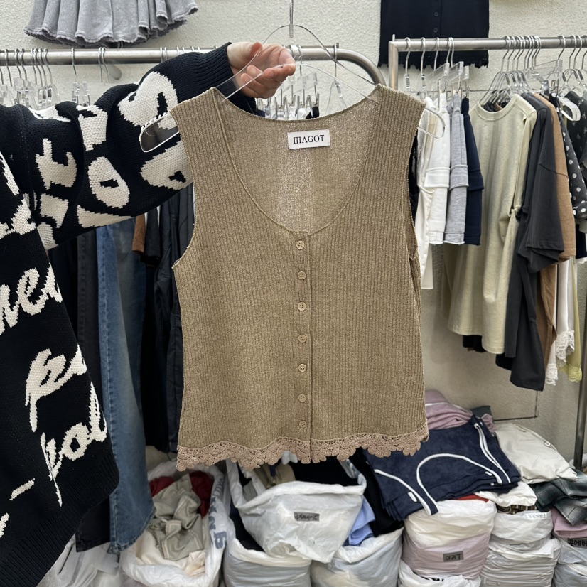 MAGOT東大門實拍女士新品職業休閑人氣推薦吊帶背心紐扣羅紋IIIΛGOT/MAGOT吊帶/背心圖色3