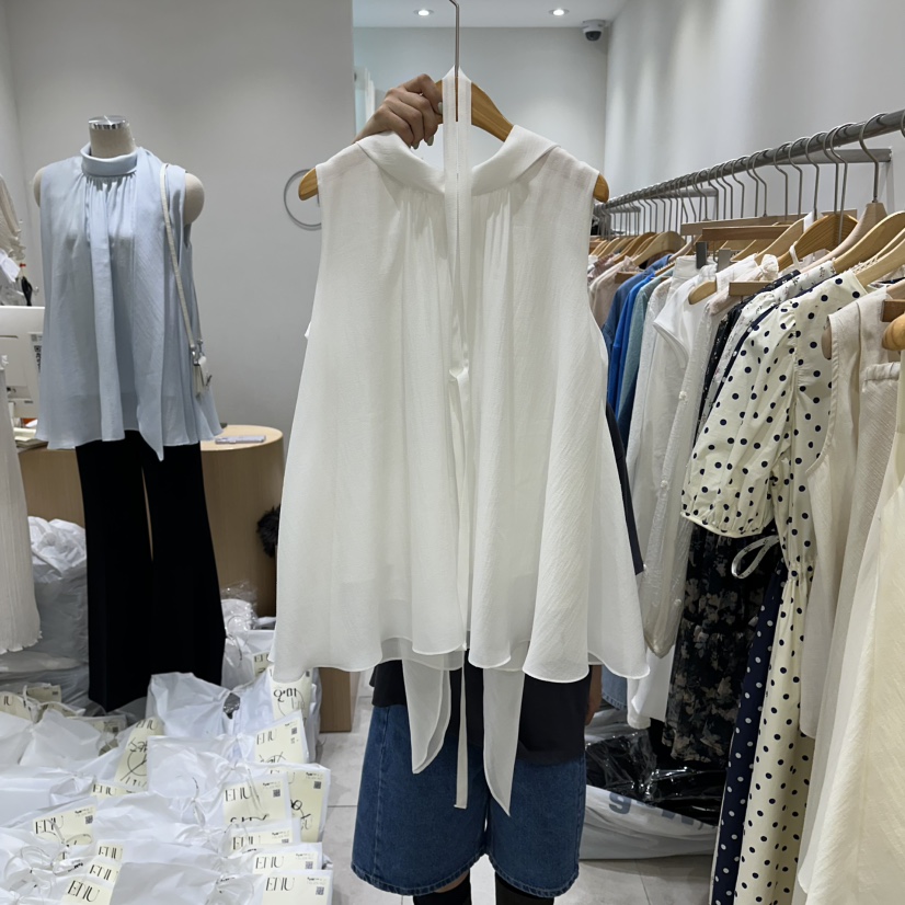 EN.U東大門代購女裝新品休閑時尚人氣職業襯衫蕾絲衫含脖帶EN.U襯衫/蕾絲衫圖色3