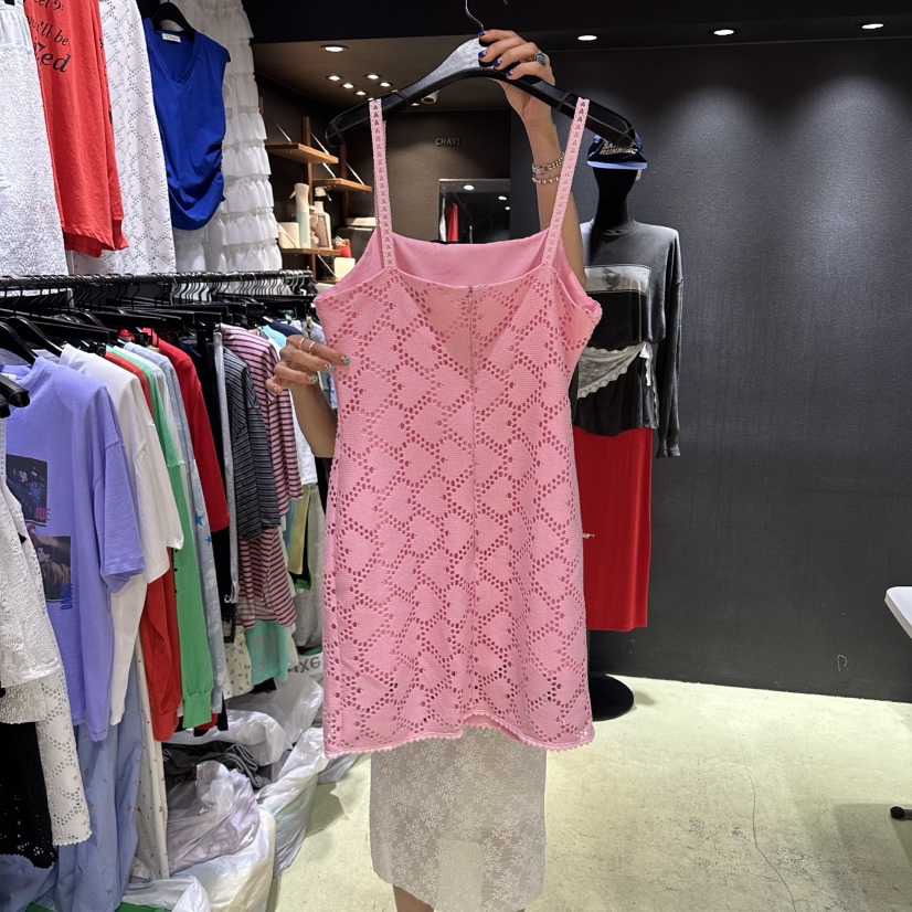 CHAVI韓國代購女士新款推薦休閑職業熱賣時尚連衣裙鉤針編織CHAVI連衣裙