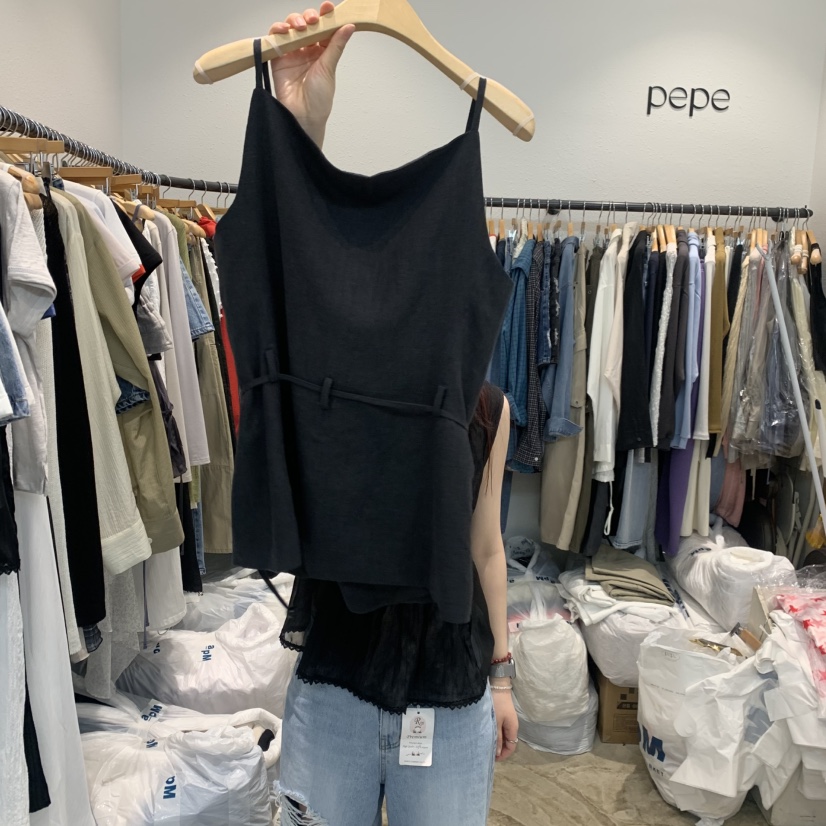 ALMOND PEPE東大門實拍女裝新品推薦真品人氣馬甲含腰帶ALMOND PEPE馬甲