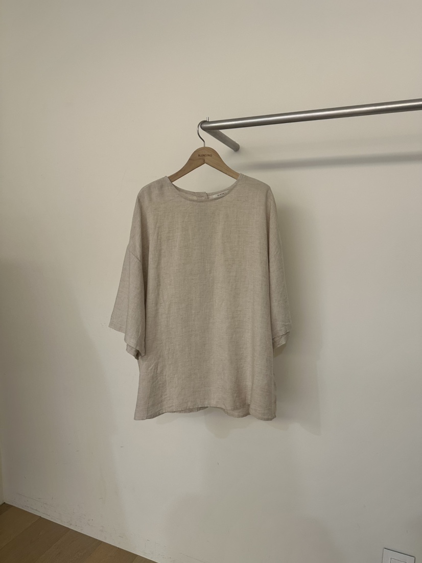 BLENDING-p東大門代購女裝新款26春夏休閑襯衫蕾絲衫亞麻布BLENDING-p襯衫/蕾絲衫圖色2